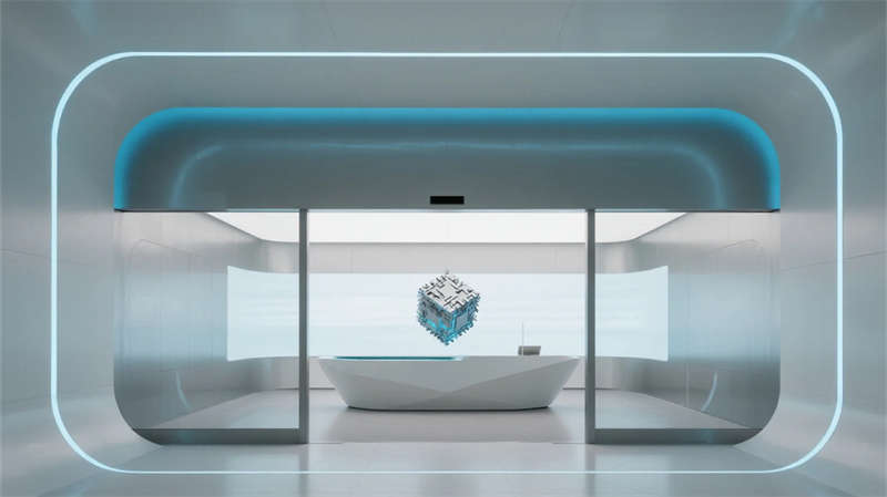 創(chuàng)新科技抽象表達(dá)，簡(jiǎn)約光影空間融合, 合肥半導(dǎo)體企業(yè)展廳裝修設(shè)計(jì)