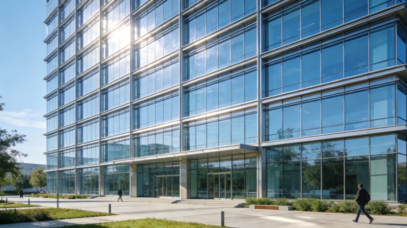 現(xiàn)代辦公樓電梯廳效果圖，簡(jiǎn)約商務(wù)風(fēng)設(shè)計(jì)展示